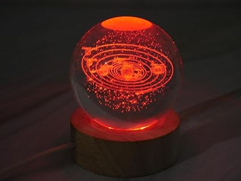 Solar System Lamp Crystal Ball Night Lamp with 7 Color Changing Light & Wooden Base  Home Decoration Light  Lamp for Kids Room  Best Gifting Items