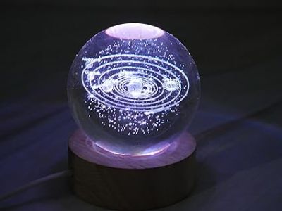 Solar System Lamp Crystal Ball Night Lamp with 7 Color Changing Light & Wooden Base  Home Decoration Light  Lamp for Kids Room  Best Gifting Items