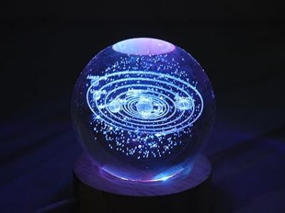 Solar System Lamp Crystal Ball Night Lamp with 7 Color Changing Light & Wooden Base  Home Decoration Light  Lamp for Kids Room  Best Gifting Items