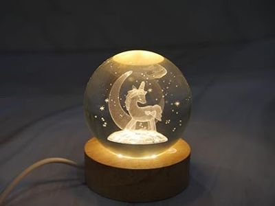 Crystal Ball Horse Night Light with Wooden Base  3D Cute Horse Crystal Ball with LED Light Base  Lamp for Kids Room  Night Light Gifts for Room Decoration