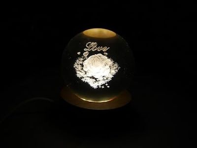 Crystal Ball Night Lamp  Rose Table Lamp for Bedroom  3D Crystal Ball Rose Figurines with Light Base, for Home Decor and Birthday Gift