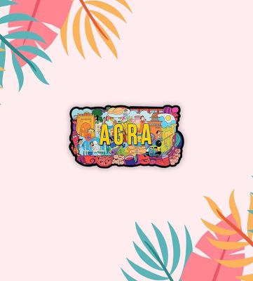 Agra Fridge Magnet Souvenir Gift for Tourist Kitchen Decoration Refrigerator Door Decor Sticker  Magnet for Refrigerator Whiteboard, Kitchen, and Office (Agra Fridge Magnet)