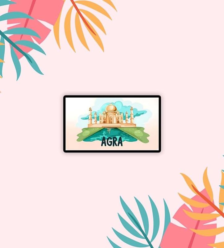 Agra Fridge Magnet Souvenir Gift for Tourist Kitchen Decoration Refrigerator Door Decor Sticker  Magnet for Refrigerator Whiteboard, Kitchen, and Office (Design 1)