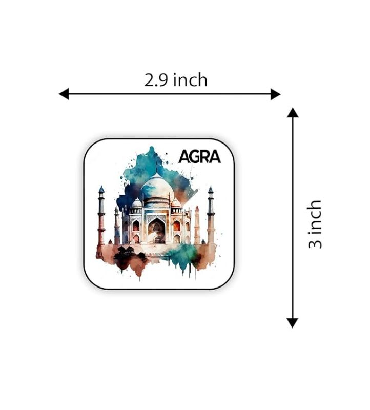 Agra Fridge Magnet Souvenir Gift for Tourist Kitchen Decoration Refrigerator Door Decor Sticker  Magnet for Refrigerator Whiteboard, Kitchen, and Office (Design 2)