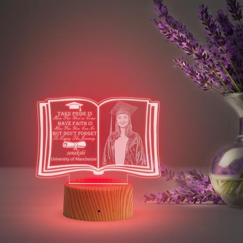 Personalized Graduate Night Light with Automatic Color Changing Light  Graduate Gift for Student Daughter Son