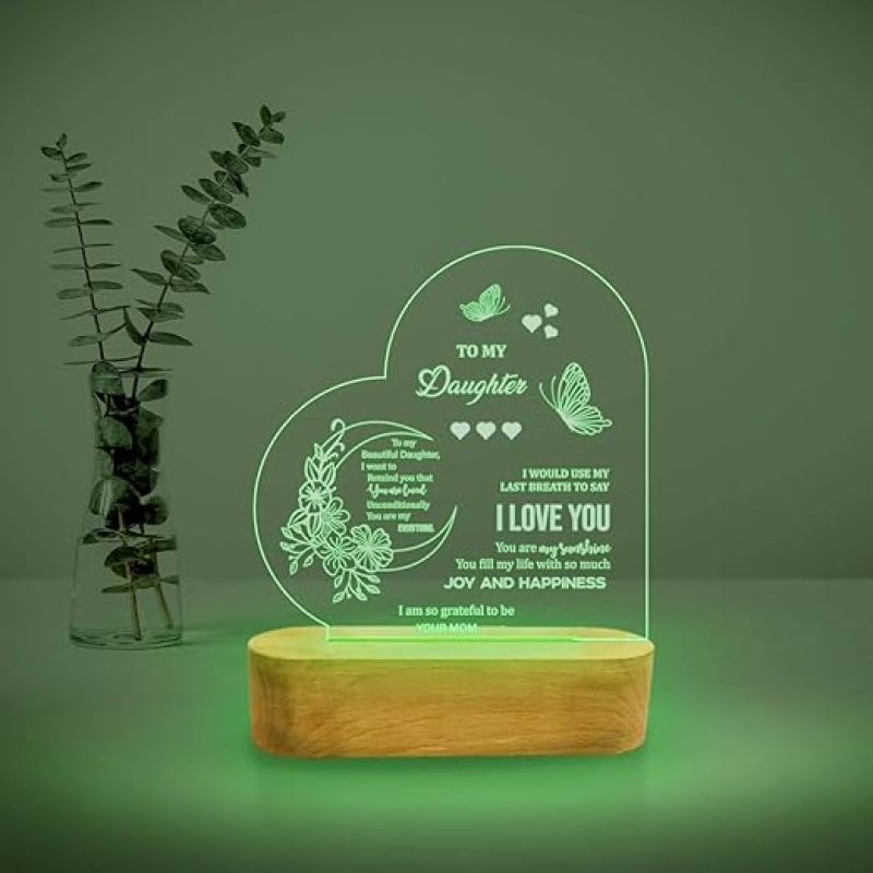 Gift for Daughter Personalized 3D LED Lamp with Multicolored Light  Gift for Daughter Birthday  Customized with Text  Memorable Gift for Daughter