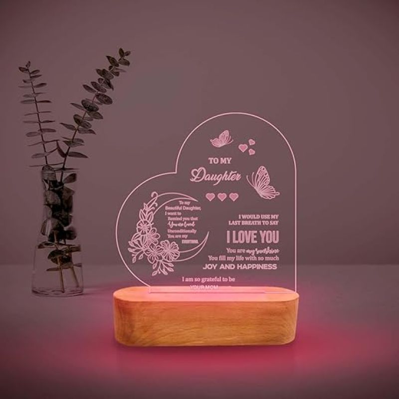 Gift for Daughter Personalized 3D LED Lamp with Multicolored Light  Gift for Daughter Birthday  Customized with Text  Memorable Gift for Daughter