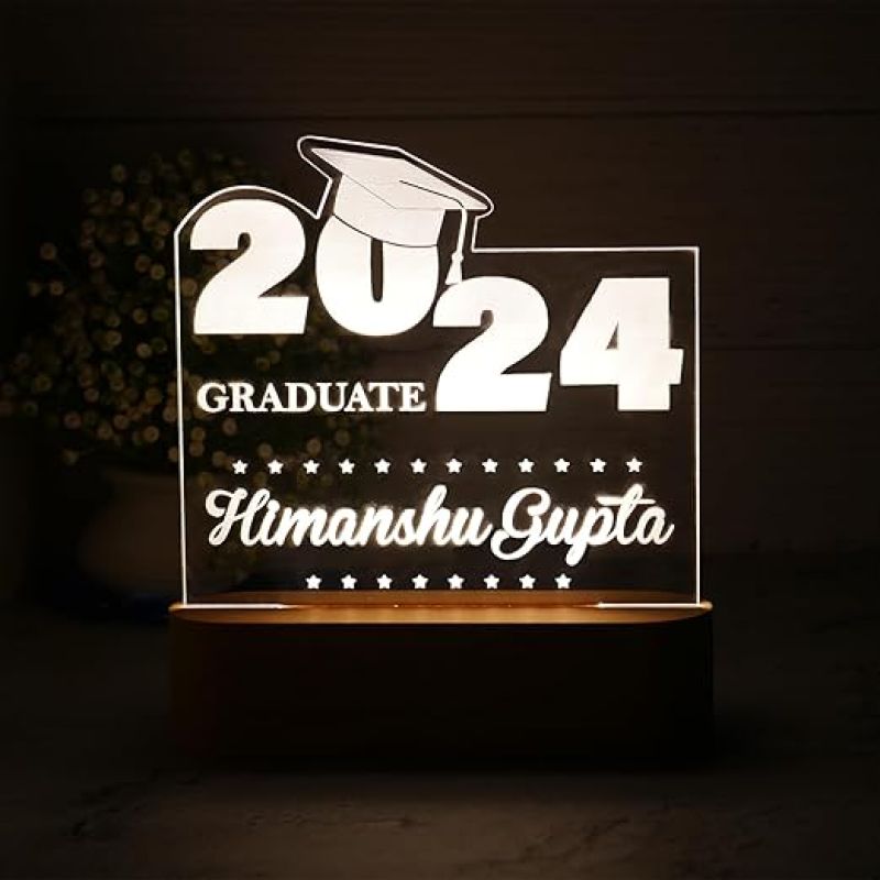 Personalized Graduate Night Light with Cool White Light  Gift for Graduation Student Personalized Name Gift for College Graduation, Acrylic LED Night Light