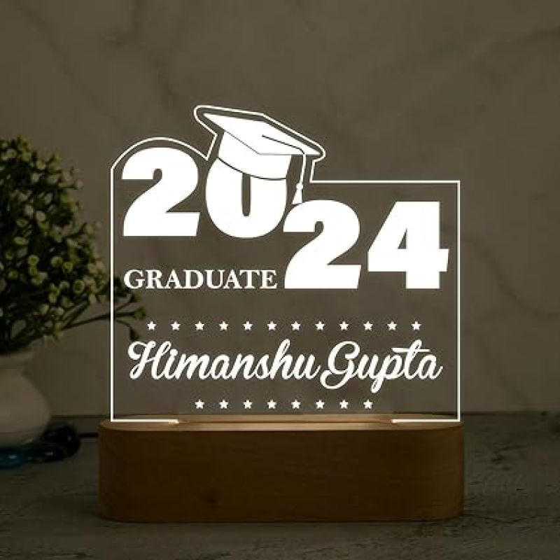Personalized Graduate Night Light with Cool White Light  Gift for Graduation Student Personalized Name Gift for College Graduation, Acrylic LED Night Light