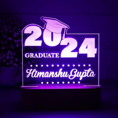 Customized Graduate Night Light with Multicolored Light  Gift for Graduation Student Personalized Name Gift for College Graduation, Acrylic LED Night Light