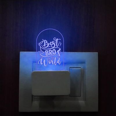 Acrylic Plug Night Lamp with Multicolored Light  Gift for Sister  Birthday Gift for Sister  Raksha Bandhan Gift for Sister (Best Bro in The World)