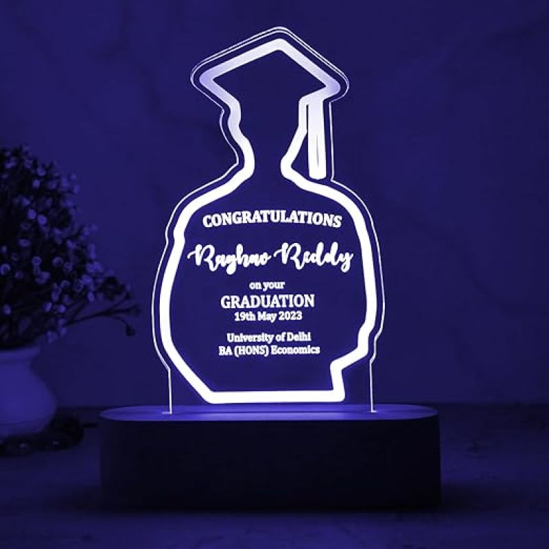 Customized Night Light for Graduation Gifts   Personalized with Name  Graduation Night Light 3D Illusion Led Lamp Gift for Student (Multicolored) (Design 3)