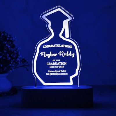 Customized Night Light for Graduation Gifts   Personalized with Name  Graduation Night Light 3D Illusion Led Lamp Gift for Student (Multicolored) (Design 3)
