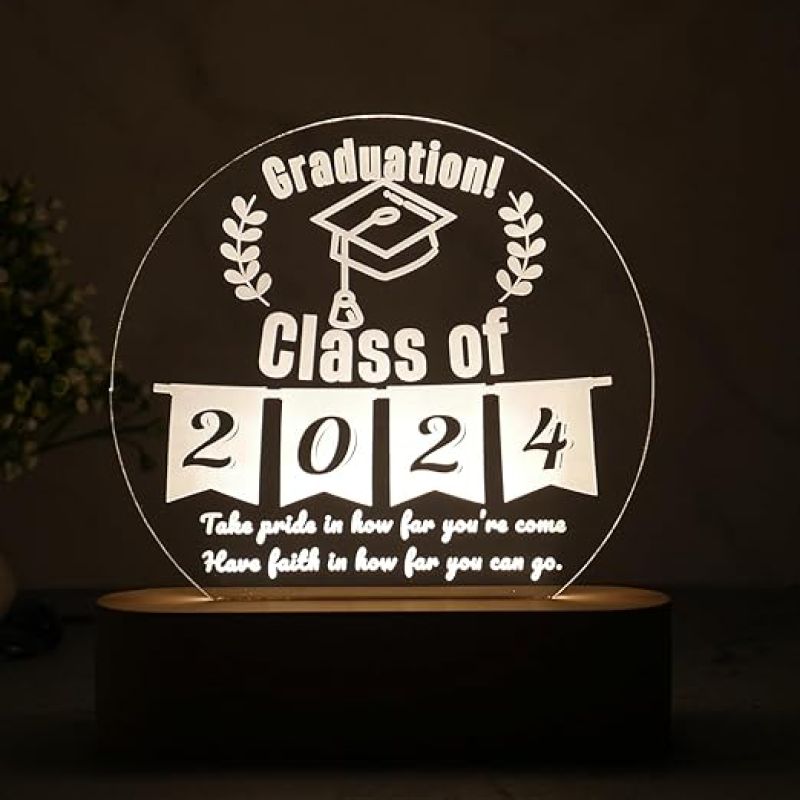 Personalized Graduate Night Light with Cool White Light  Gift for Graduation Student  Customized With Name  Graduate Gift for Student Daughter Son | Acrylic LED Night Light (Design 4)