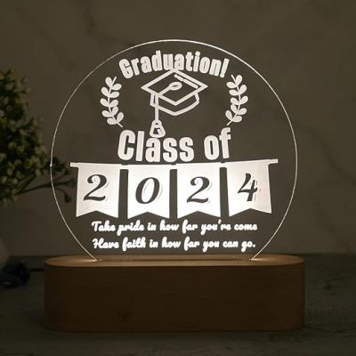 Personalized Graduate Night Light with Cool White Light  Gift for Graduation Student  Customized With Name  Graduate Gift for Student Daughter Son | Acrylic LED Night Light (Design 4)