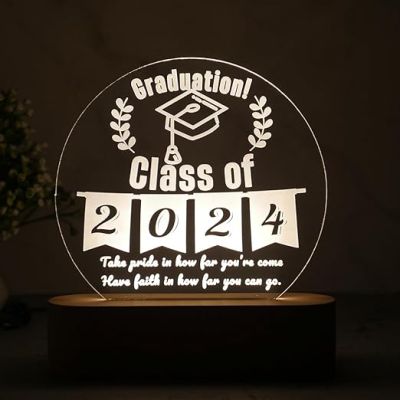 Personalized Graduate Night Light with Cool White Light  Gift for Graduation Student  Customized With Name  Graduate Gift for Student Daughter Son | Acrylic LED Night Light (Design 4)