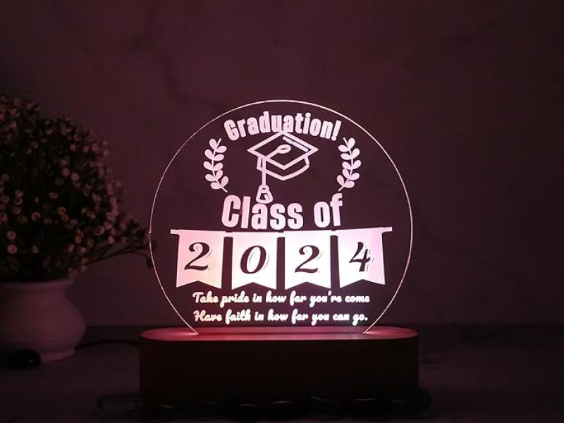 Customized Night Light for Graduation Gifts  Personalized with Name  Graduation Night Light 3D Illusion Led Lamp Gift for Student (Multicolored) (Design 4)