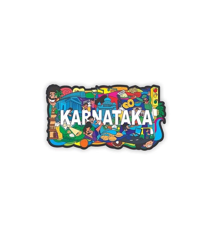 Indian State Theme Wooden Fridge Magnet  Magnet for Home Office Kitchen Refrigerator Door Stylish Decor Souvenir Gift  Indoor Decorative Gift Item (Karnataka Fridge Magnet)