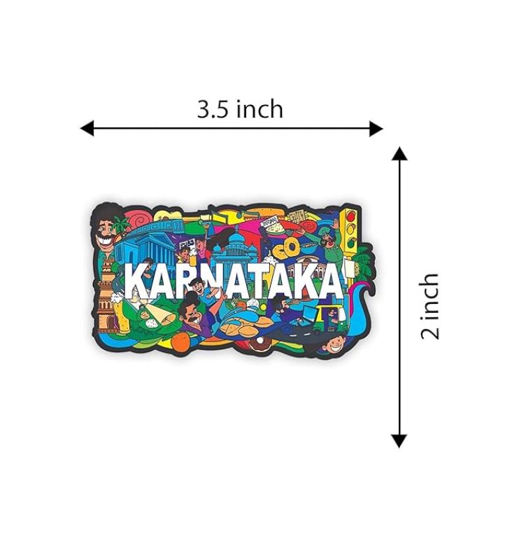 Indian State Theme Wooden Fridge Magnet  Magnet for Home Office Kitchen Refrigerator Door Stylish Decor Souvenir Gift  Indoor Decorative Gift Item (Karnataka Fridge Magnet)