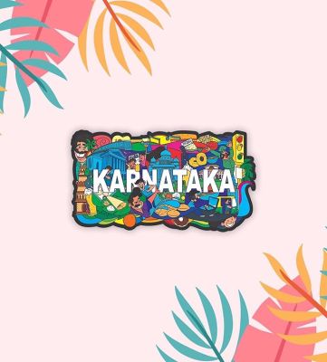 Indian State Theme Wooden Fridge Magnet  Magnet for Home Office Kitchen Refrigerator Door Stylish Decor Souvenir Gift  Indoor Decorative Gift Item (Karnataka Fridge Magnet)