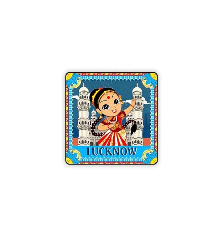Indian State Theme Wooden Fridge Magnet  Magnet for Home Office Kitchen Refrigerator Door Stylish Decor Souvenir Gift  Indoor Decorative Gift Item (Lucknow Magnet)