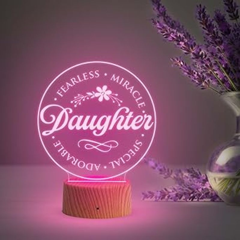 Birthday Gift for Daughter  Acrylic Night Light Gifts for Daughter from Mother  Automatic Color Changing Light