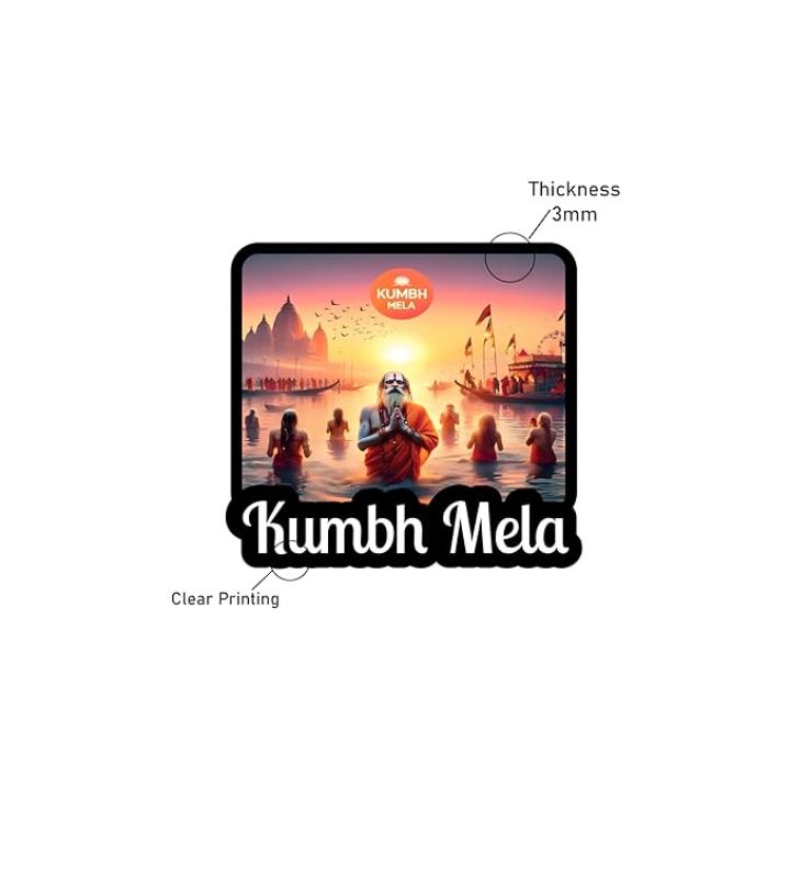 KUMBH Mela Fridge Magnet Indian Culture Theme Souvenir Refrigerator Stylish Wooden Fridge Magnet  Office & Home Decor  Magnet for Almirah (Design 2)