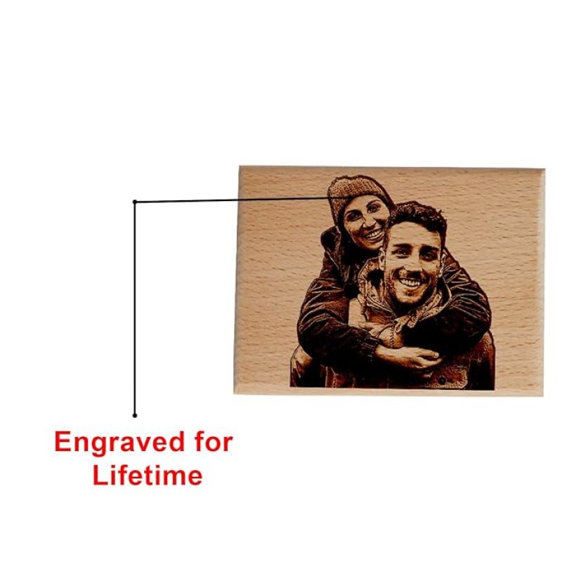 Personalized Wooden Engraved Photo Frame  Customized Birthday Gift  Anniversary Gift For Husband Wife  Wooden Plaque Gift For Couples (4x3 Inch Tabletop) (Photo Plaque)