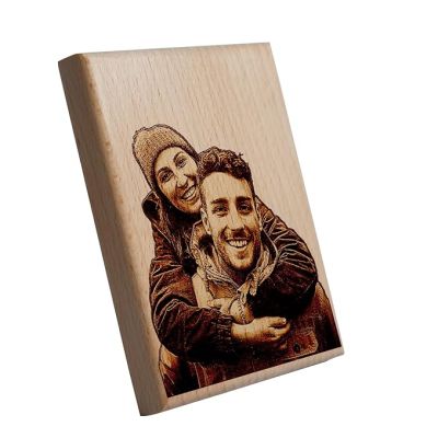 Personalized Wooden Engraved Photo Frame  Customized Birthday Gift  Anniversary Gift For Husband Wife  Wooden Plaque Gift For Couples (4x3 Inch Tabletop) (Photo Plaque)