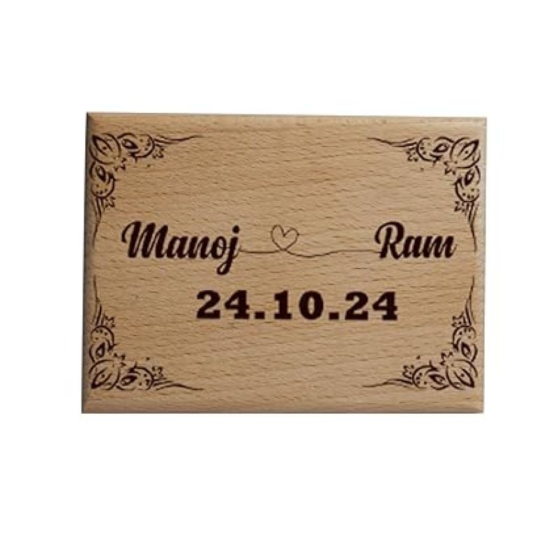 Personalized Wooden Engraved Photo Frame  Customized Birthday Gift  Anniversary Gift For Husband Wife  Wooden Plaque Gift For Couples (4x3 Inch Tabletop) (Name & Date)