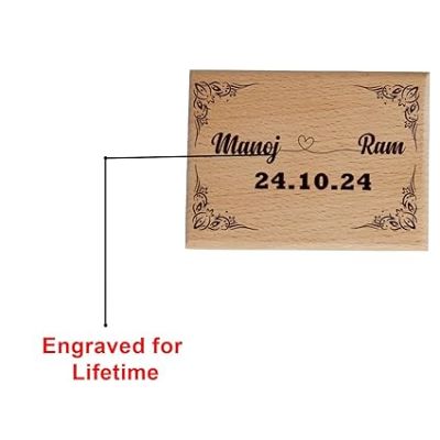 Personalized Wooden Engraved Photo Frame  Customized Birthday Gift  Anniversary Gift For Husband Wife  Wooden Plaque Gift For Couples (4x3 Inch Tabletop) (Name & Date)