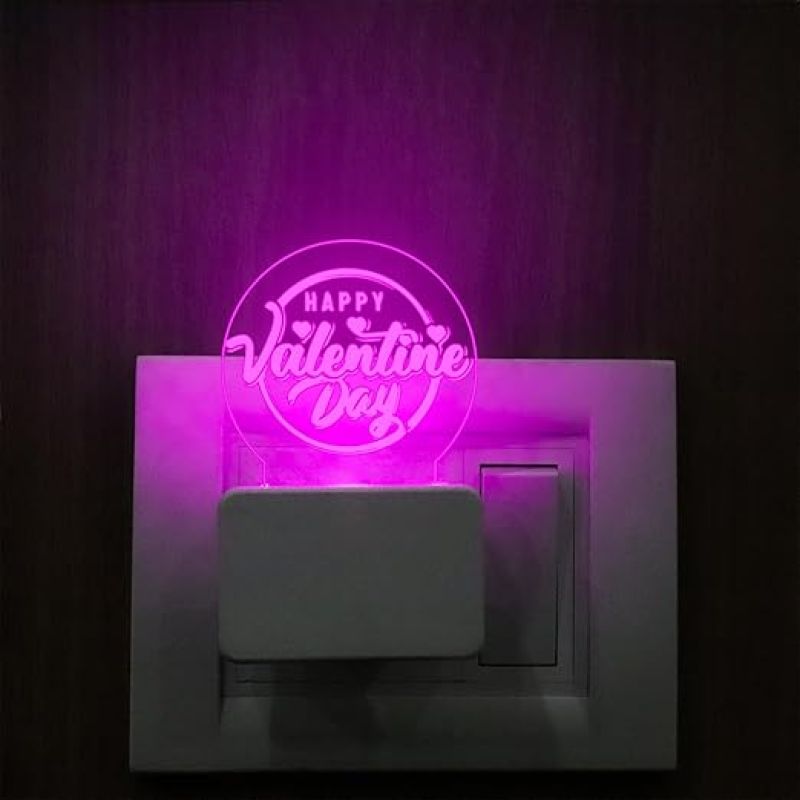 Happy Valentine Day Plug Night Lamp with Automatic Color Changing Light  Gift for Husband Wife Girlfriend Boyfriend