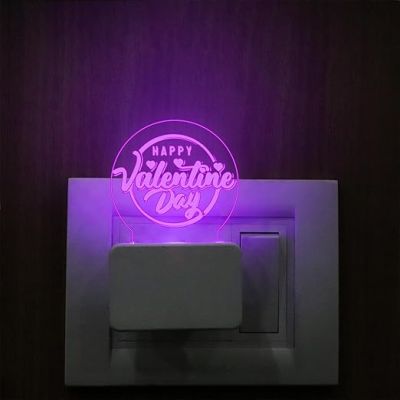 Happy Valentine Day Plug Night Lamp with Automatic Color Changing Light  Gift for Husband Wife Girlfriend Boyfriend