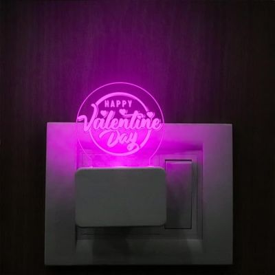 Happy Valentine Day Plug Night Lamp with Automatic Color Changing Light  Gift for Husband Wife Girlfriend Boyfriend