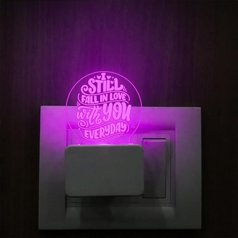 Still Fall in Love with You Everyday Plug Night Lamp with Automatic Color Changing Light  Gift for Wife  Bedside Night Lamp  Gift for Loveable Person
