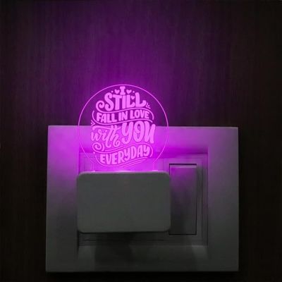 Still Fall in Love with You Everyday Plug Night Lamp with Automatic Color Changing Light  Gift for Wife  Bedside Night Lamp  Gift for Loveable Person