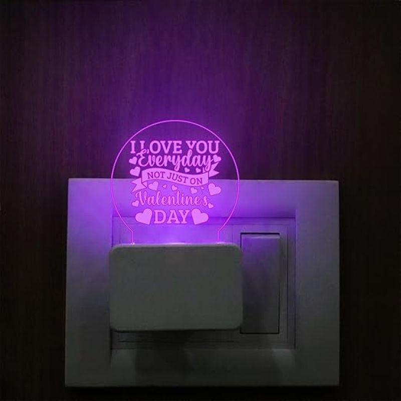 I Love You Everyday Not Just On Valentine Day Plug Night Lamp with Automatic Color Changing Light  Gift for Boyfriend Girlfriend Husband Wife  Express Your Love for Loveable Person