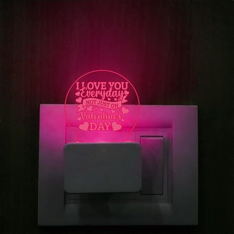 I Love You Everyday Not Just On Valentine Day Plug Night Lamp with Automatic Color Changing Light  Gift for Boyfriend Girlfriend Husband Wife  Express Your Love for Loveable Person