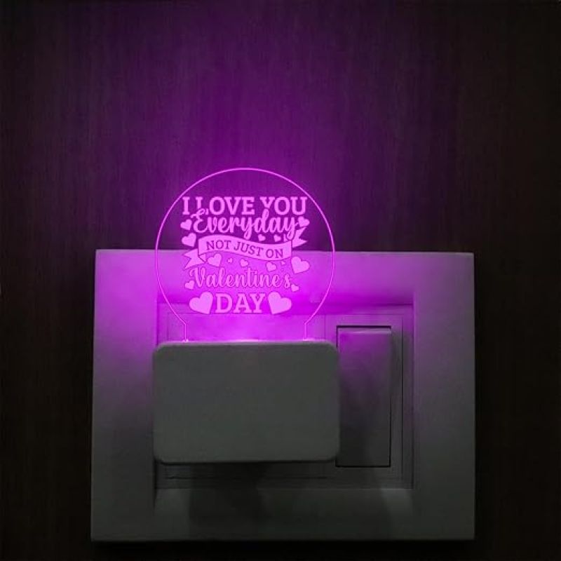 I Love You Everyday Not Just On Valentine Day Plug Night Lamp with Automatic Color Changing Light  Gift for Boyfriend Girlfriend Husband Wife  Express Your Love for Loveable Person