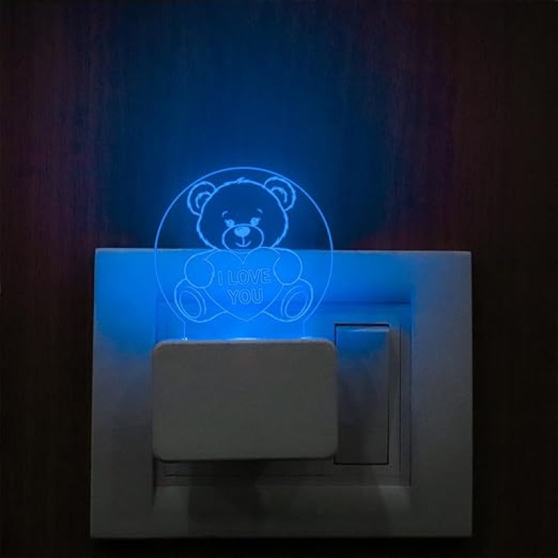 Teddy I Love You Plug Night Lamp with 7 Color Changing Light  Gift for Valentine  Gift for Boyfriend Girlfriend Husband Wife  Teddy Day Gift Lamp