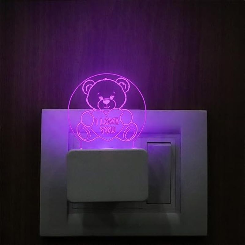 Teddy I Love You Plug Night Lamp with 7 Color Changing Light  Gift for Valentine  Gift for Boyfriend Girlfriend Husband Wife  Teddy Day Gift Lamp