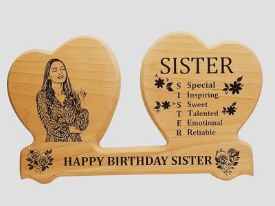 Wooden Photo Frame Personalized With Photo & Text  Customized Gift For Sister  Birthday Gift For Sister | Rakshabandhan Gift For Sister  Sorry Gift for Sis