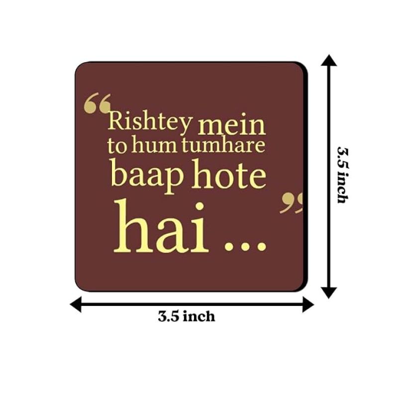Set of 4 Printed Wooden Coaster for Tea Cups, Coffee Mugs, Glasses and Bottles  Home and Kitchen, Office Table Decor  Dining Table Decor Accessories (Funny Quotes Coasters)