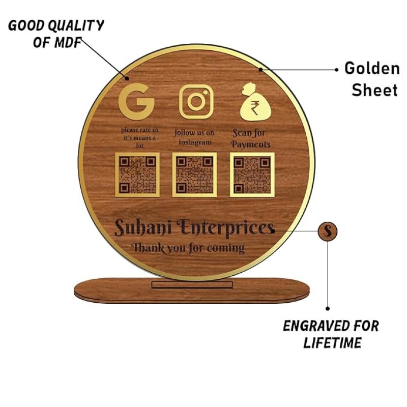 Personalized QR Code Frame With Stand  Customized With Name & QR Scan  Gpay phonepe QR code stand for Businesses, Offices Salon Beautician Dental Clinics Hospitals (Design 1)