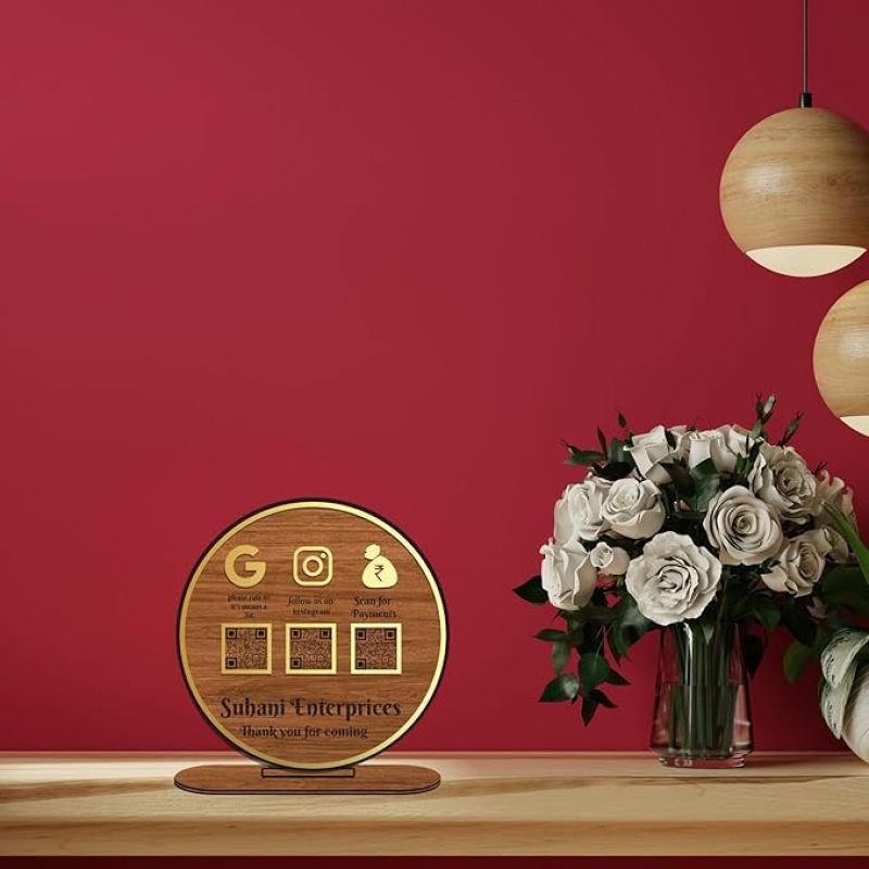 Personalized QR Code Frame With Stand  Customized With Name & QR Scan  Gpay phonepe QR code stand for Businesses, Offices Salon Beautician Dental Clinics Hospitals (Design 1)