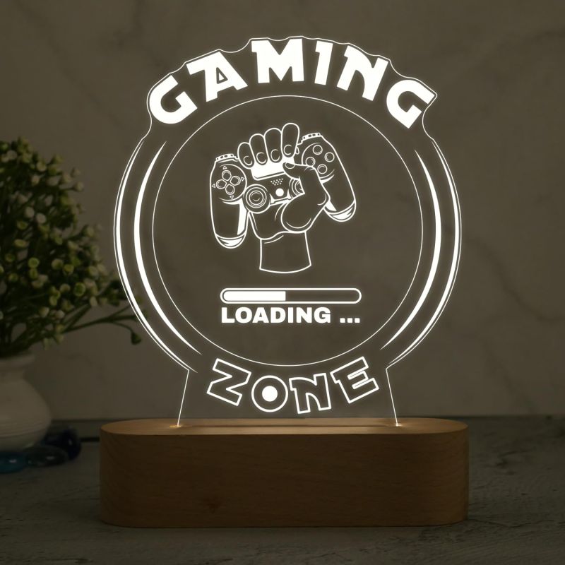 Gaming Zone Night Lamp | 3D Illusion Game Controller Night Lamp Table with Warm White Light  Gaming Room Decor Light  Gift for Gamer  Birthday Gift