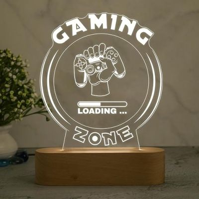 Gaming Zone Night Lamp | 3D Illusion Game Controller Night Lamp Table with Warm White Light  Gaming Room Decor Light  Gift for Gamer  Birthday Gift