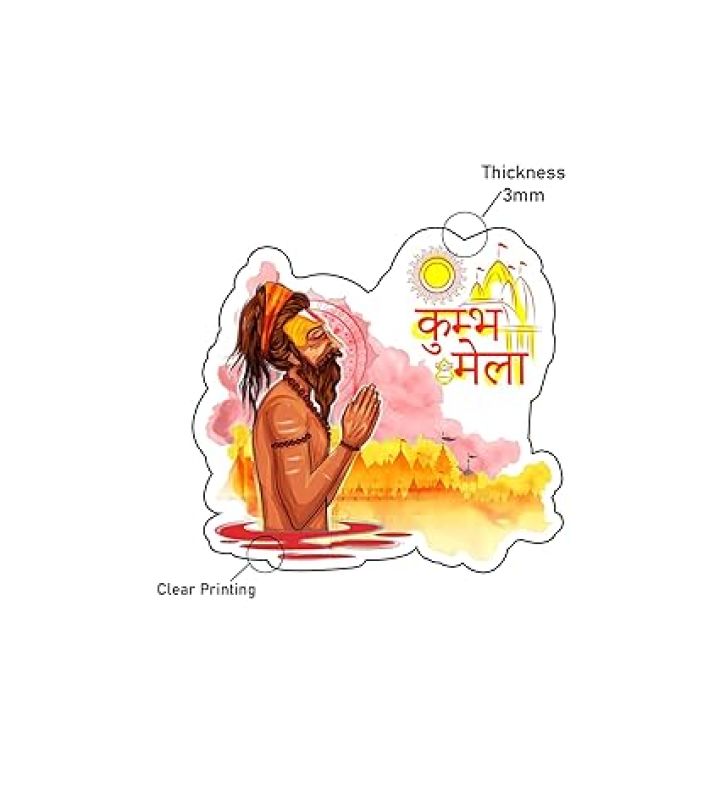 KUMBH Mela Fridge Magnet Indian Culture Theme Souvenir Refrigerator Stylish Wooden Fridge Magnet  Office & Home Decor  Magnet for Almirah (Design 1)