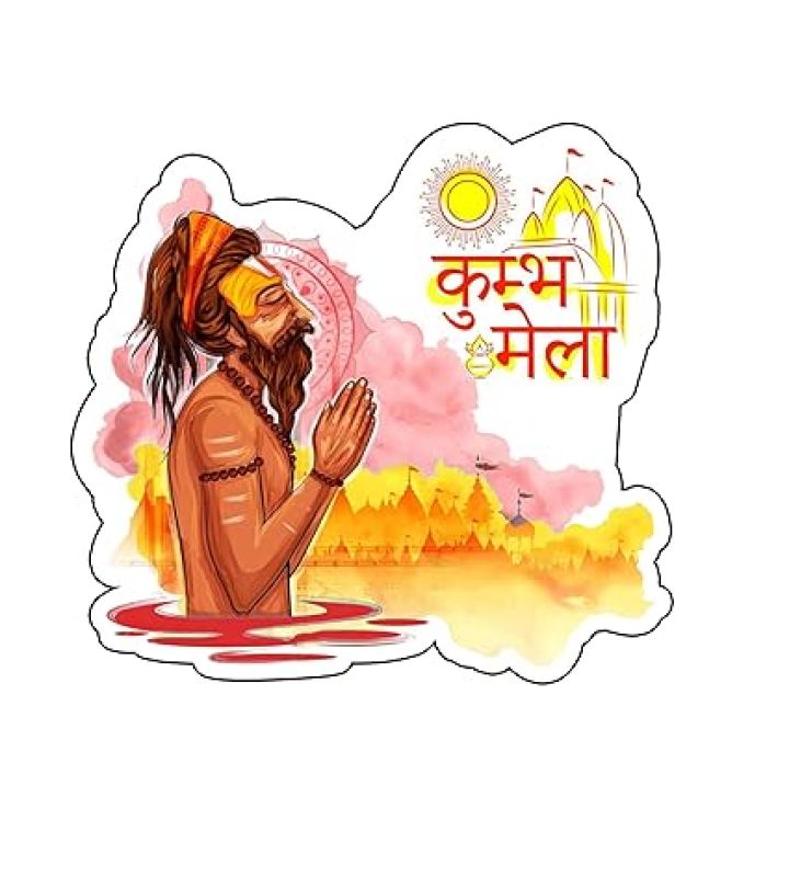 KUMBH Mela Fridge Magnet Indian Culture Theme Souvenir Refrigerator Stylish Wooden Fridge Magnet  Office & Home Decor  Magnet for Almirah (Design 1)