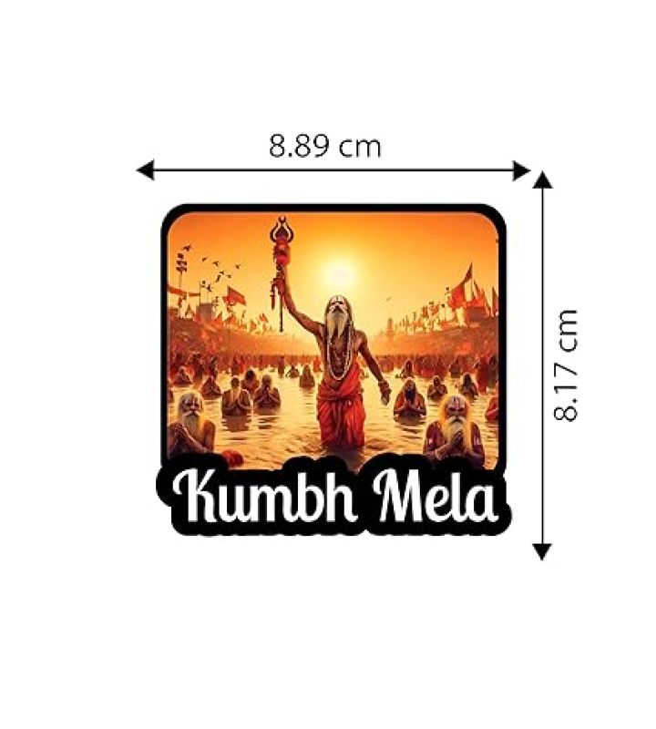 KUMBH Mela Fridge Magnet Indian Culture Theme Souvenir Refrigerator Stylish Wooden Fridge Magnet  Office & Home Decor  Magnet for Almirah (Design 3)